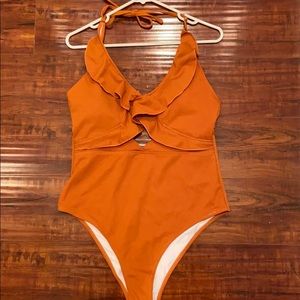 Cupshe Stay with You Falbala One Piece Swimsuit